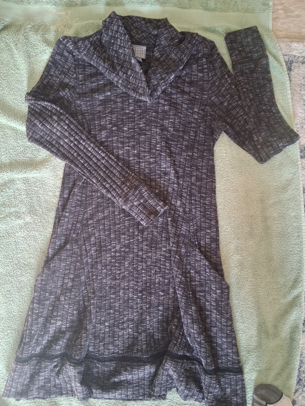 Rabbit Rabbit Rabbit Designs Gray Ribbed Cowl Neck Tunic Dress Size 8